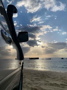 Real-4x4-Adventures-Moreton-Island-22--sunset-reflection-on-car